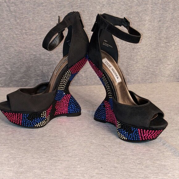 Steve Madden Sparkly Multi Colour Stiletto Heel Shoes Gimmick - Picture 3 of 8